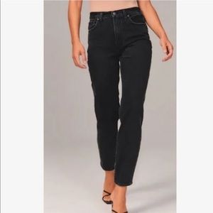 A&F black wash mom high rise jeans